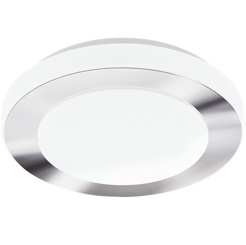 Capri LED væg og loft lampe i metal Hvid og Krom med skærm i Hvid plastik, 11W LED, diameter 30 cm, højde 7,5 cm.
